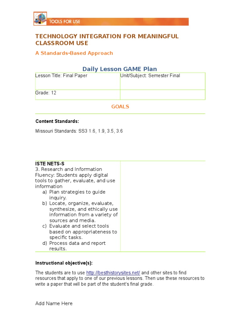 Standards-Based Tech Integration Lesson | PDF | Career & Growth | Art