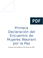Primera Declaración DelEncuentro DeMujeres Waorani Por La Paz