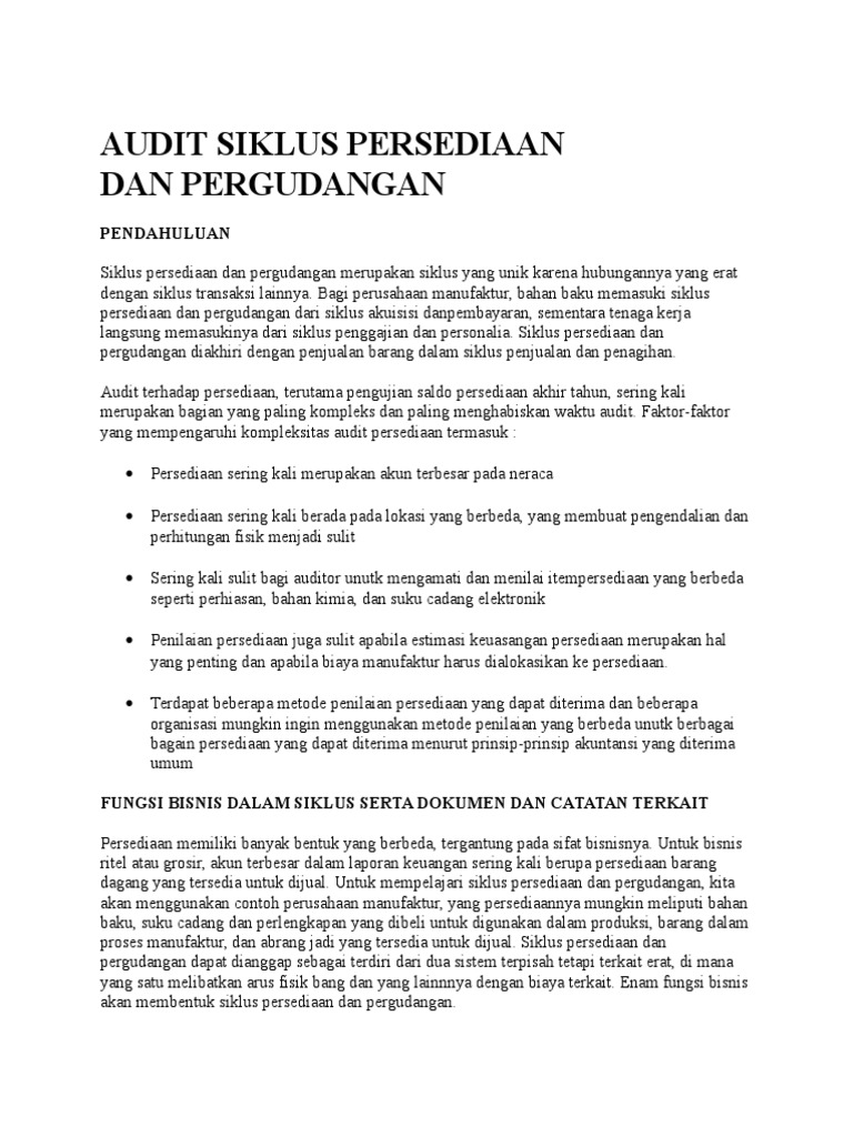 Audit Siklus Persediaan Dan