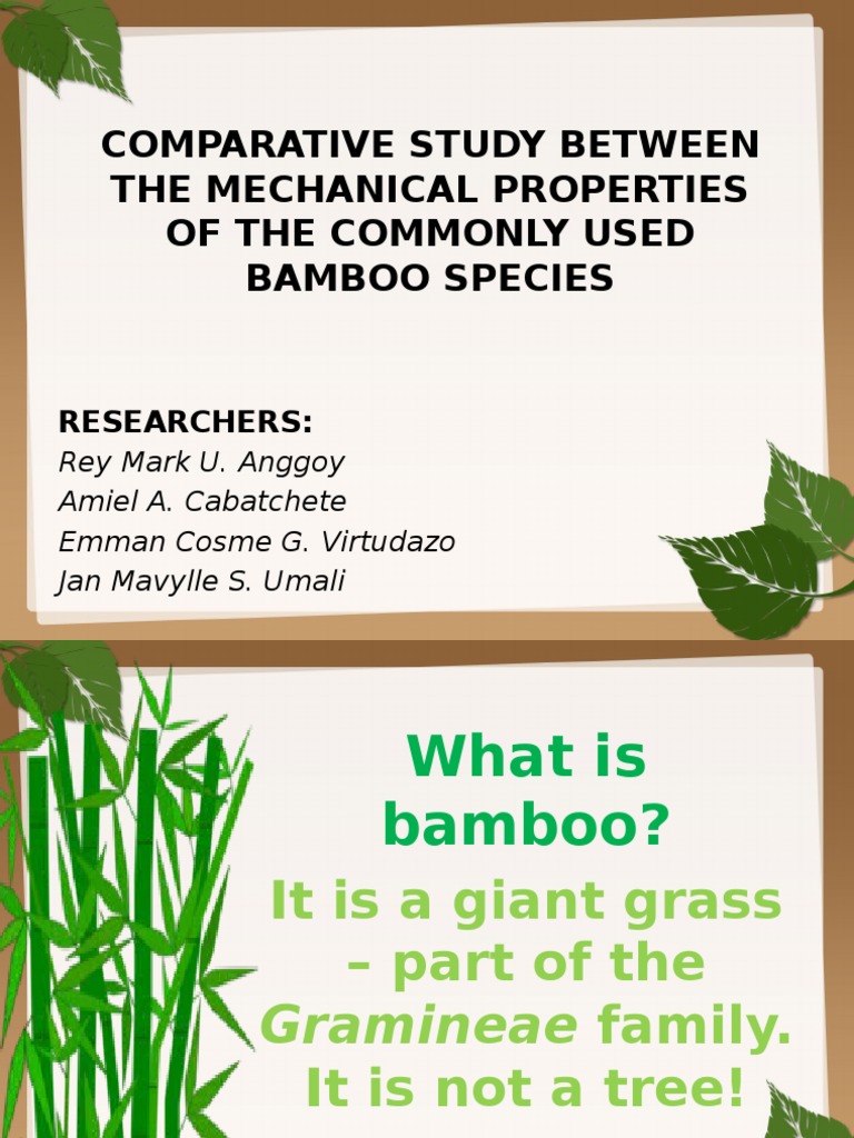 Comparative Study Between the Mechanical Properties of the Commonly Used Bamboo Species Bamboo