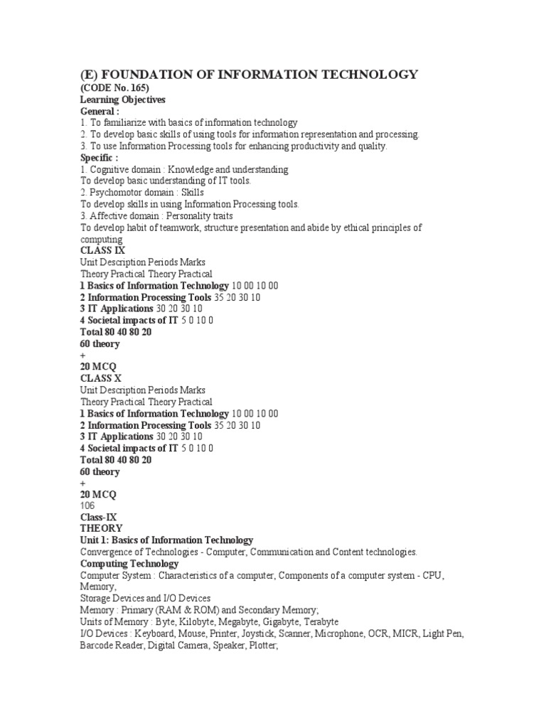 (E) Foundation of Information Technology PDF &  World Wide 