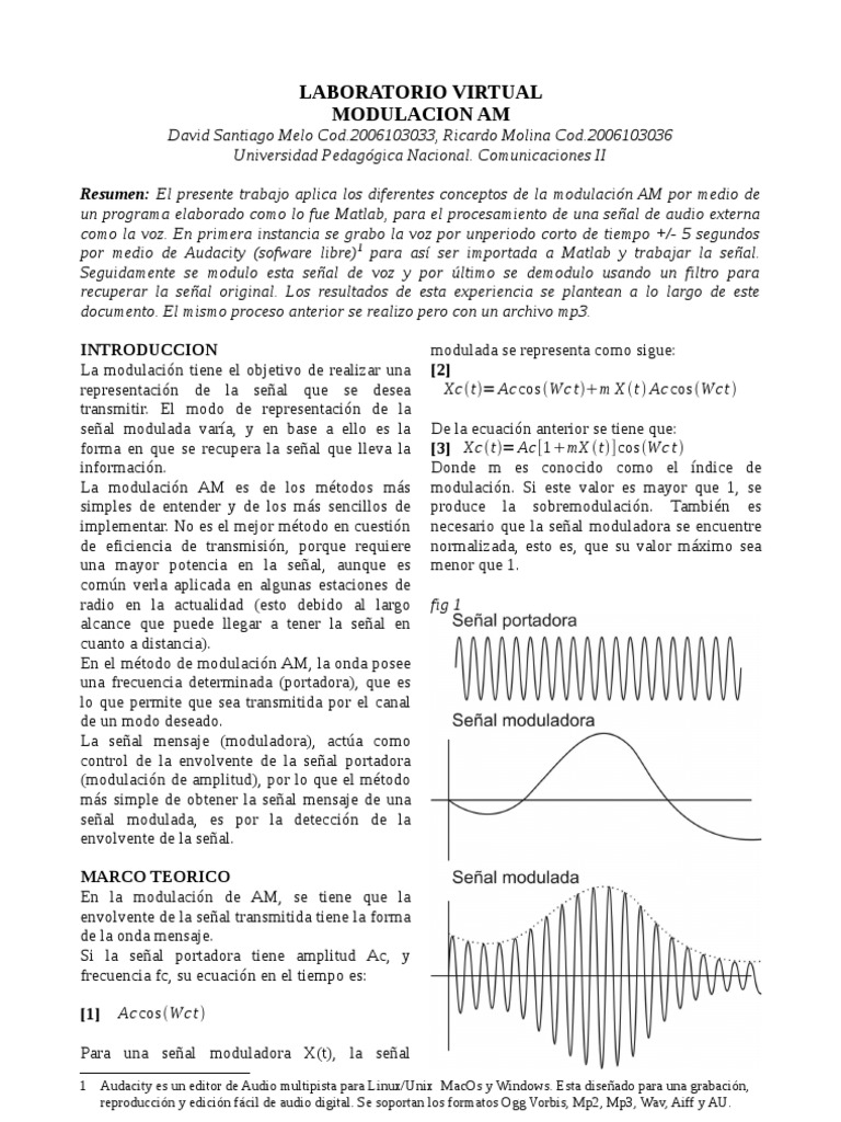 Demodulación de Señales AM en Matlab | PDF | Modulación | Electrónica