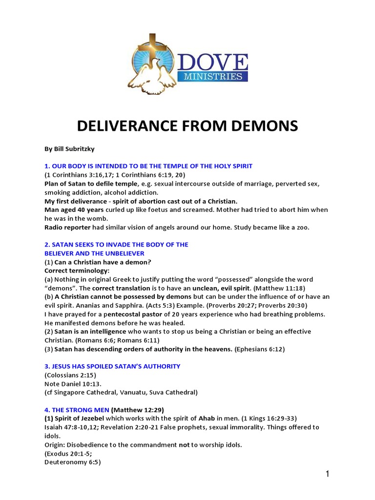 Deliverance From Demons Pdf Deliverance Ministry Demons