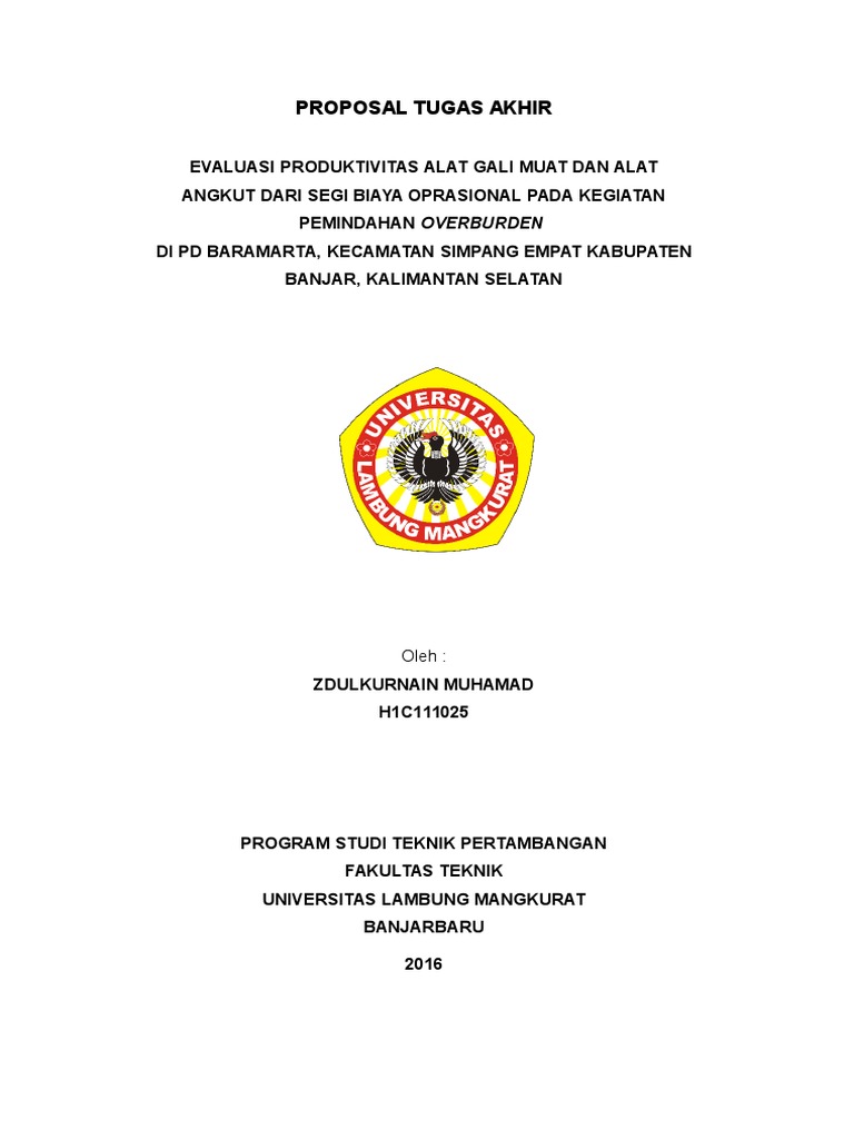 Contoh Cover Dan Daftar Isi Proposal Tugas Akhir