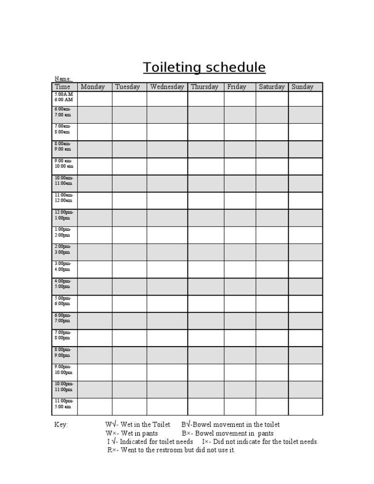 Toileting Chart Template