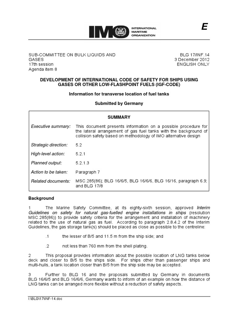 Development Of International Code Of Safety For Ships Using Gases Or