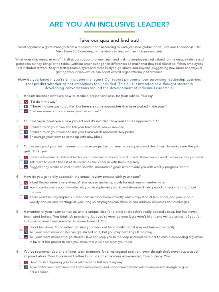 Are You An Inclusive Leader? Take our quiz and find out