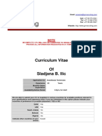 Curriculum Vitae of Sladjana B. Ilic