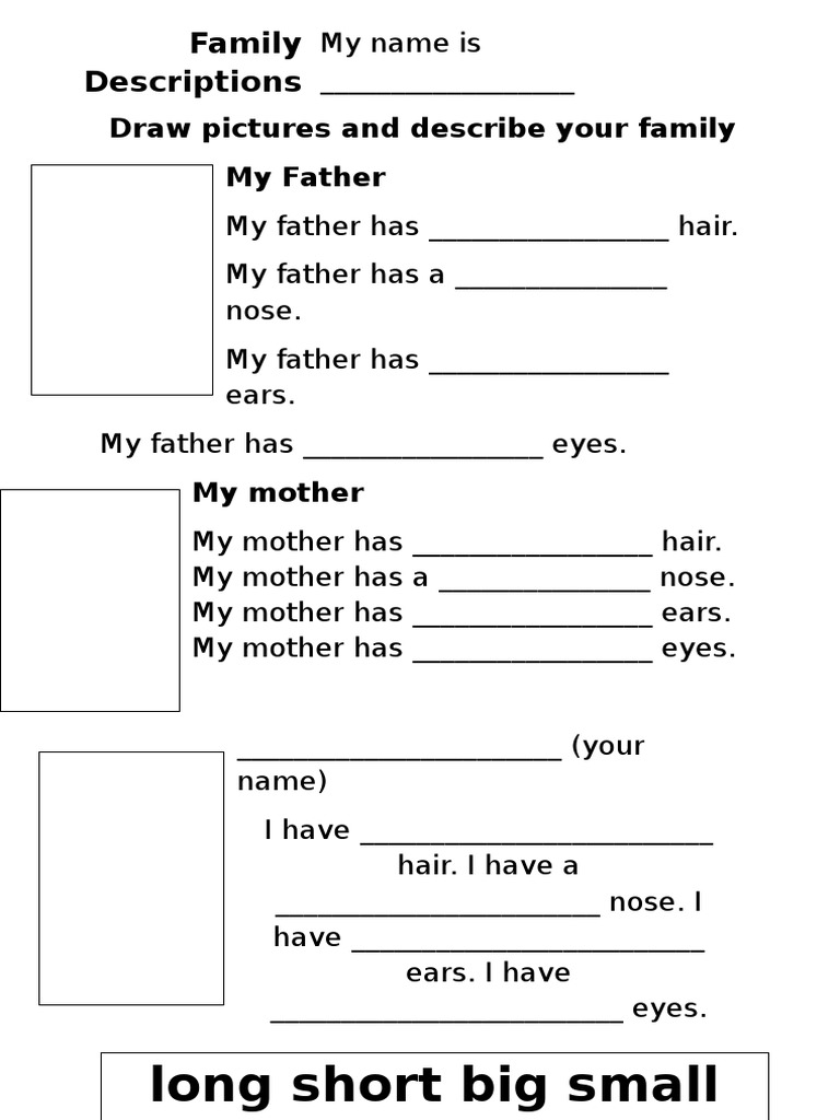 Family Descriptions and Traits Worksheet | PDF | Language Arts & Discipline