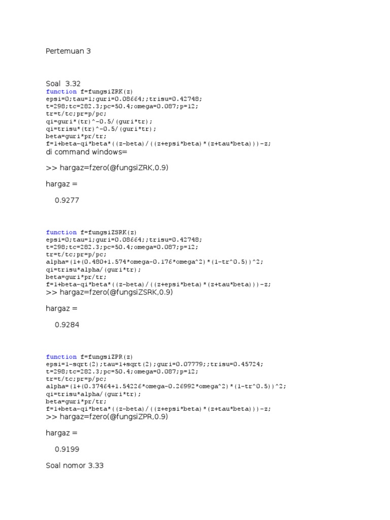 MATLAB Functions for Thermodynamic Calculations | PDF