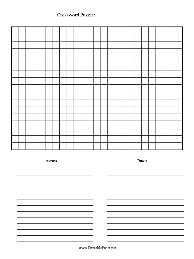 Crossword Puzzle Paper | PDF
