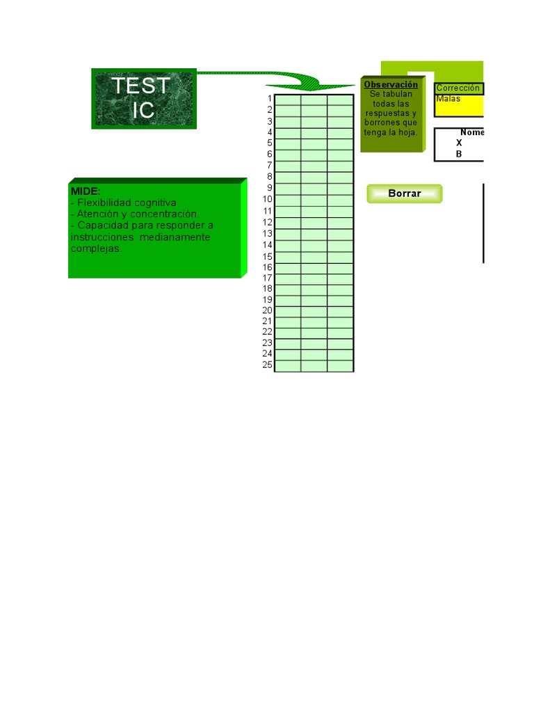 Planilla de Interpretacion Test Ic | PDF