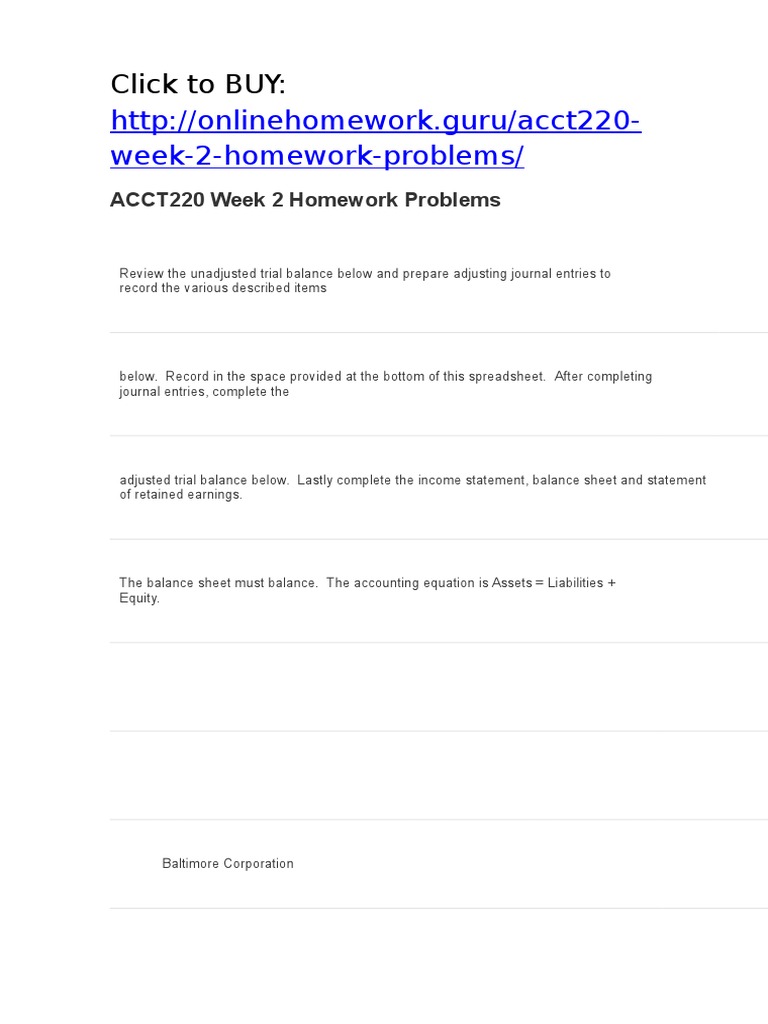 ACCT220 Week 2 Homework Guide | PDF | Expense | Debits And Credits