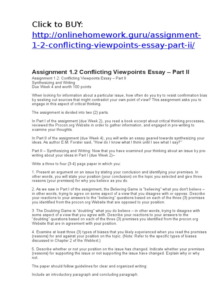 Assignment 1 2 conflicting viewpoints essay part ii synthesizing and writing 04 picture