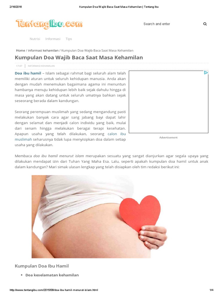 Kumpulan Doa Wajib Baca Saat Masa Kehamilan Tentang Ibu