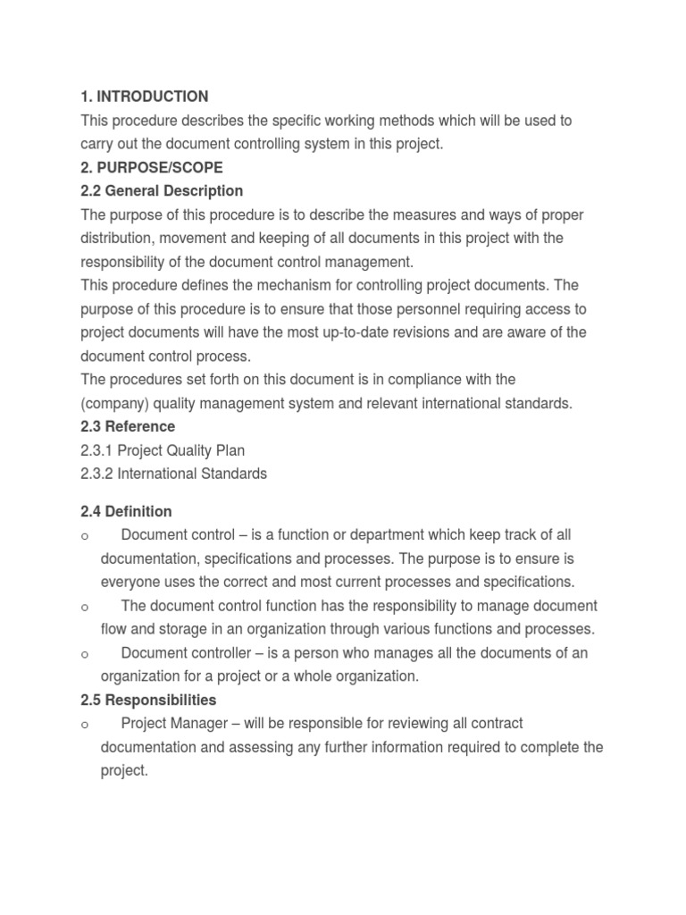 Document Control Procedure PDF Specification (Technical Standard