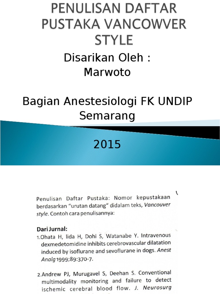 Penulisan Daftar Pustaka Vancouver Style