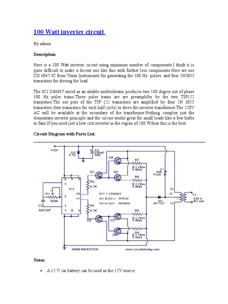 100 Watt Inverter Circuit Design | PDF