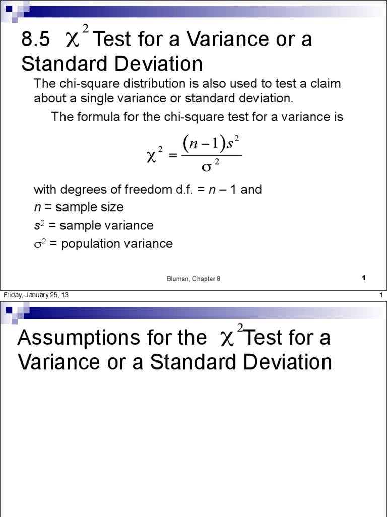 Chi-Square Test for Variance | PDF | Chi Squared Distribution ...