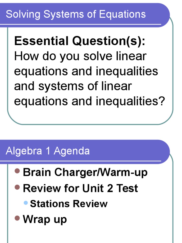 unit 2 solving systems by elimination | Equations | Elementary Mathematics