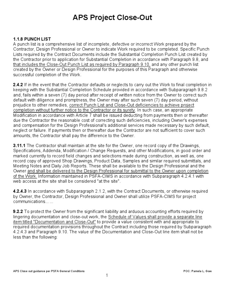 Construction Close-Out Documentation Guide | PDF | General Contractor ...