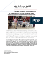 Boletín 007 Se Verifican y Ajustan Proyectos de Infraestructura en Salud Del Contrato Plan Norte Del Cauca