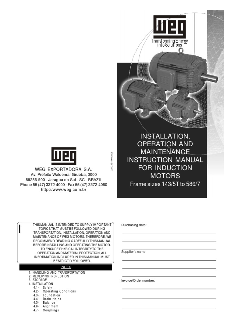 WEG Installation Operation and Maintenance Instruction Manual For