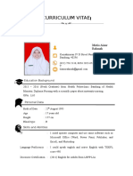 Curriculum Vitae: Mutia Ainur Rahmah