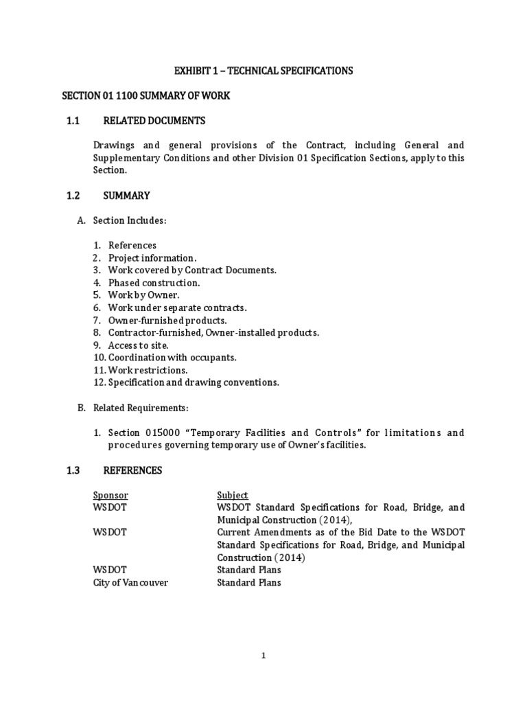 Technical specification Construction Management Specification