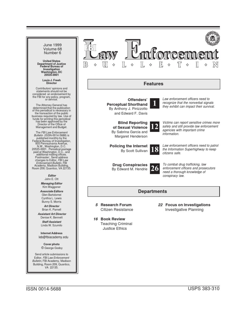 FBI Law Enforcement Bulletin - Jun99leb | Aggression | Police Officer