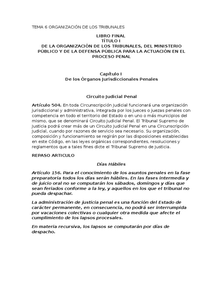 Tema 6 Organización de Los Tribunales | Fiscal | Juez