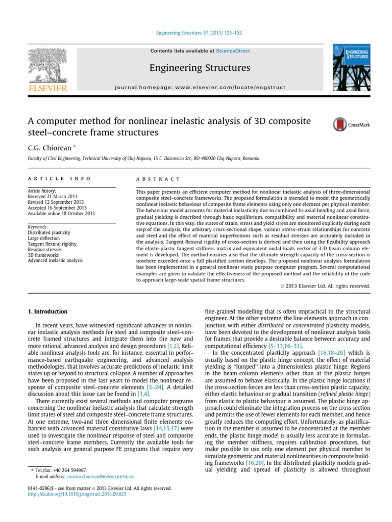 Nonlinear Analysis of 3D Steel-Concrete Frames | PDF | Bending | Stress ...