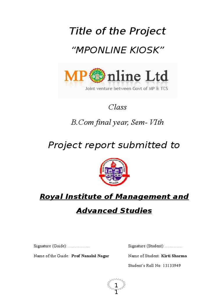 Management of MPOnline Kiosk Project | PDF | Mobile App | Personal ...