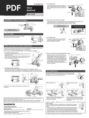 Shimano Rear Derailleur Manual For Rd Tx75 Rd Tx55 Rd Tx35 Vehicle Parts Road Vehicles