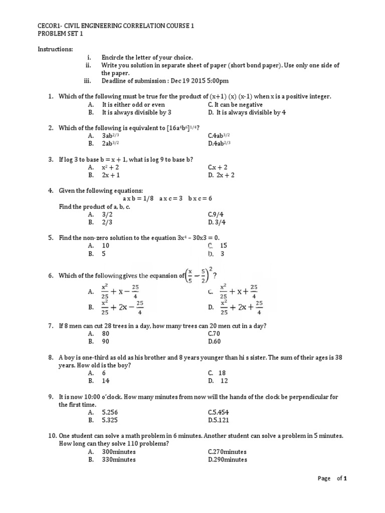 Civil Engineering Correlation Problem Set | PDF | Teaching Methods ...