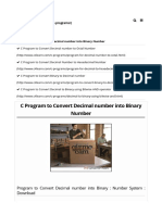 Decimal Number To Binary Number Conversion