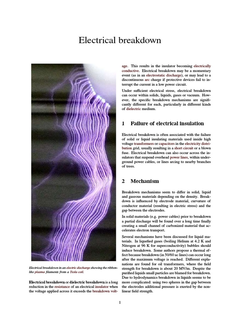 Electrical Breakdown Electrical Breakdown Electrical Phenomena