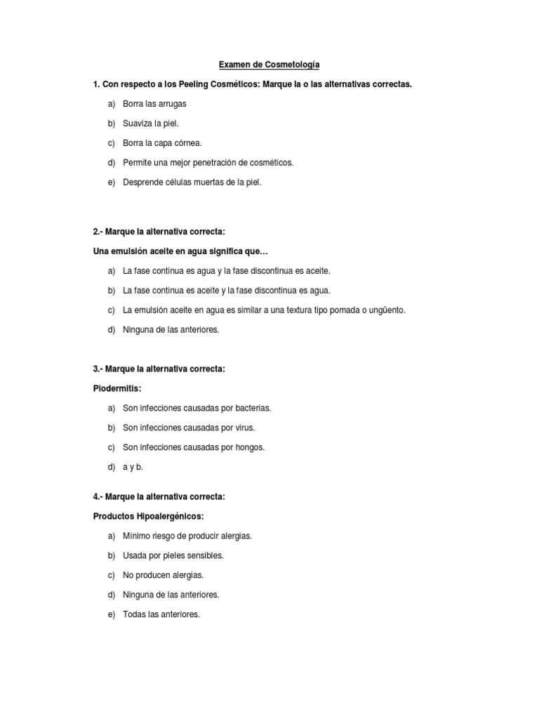 Examen De Cosmetologia 2015