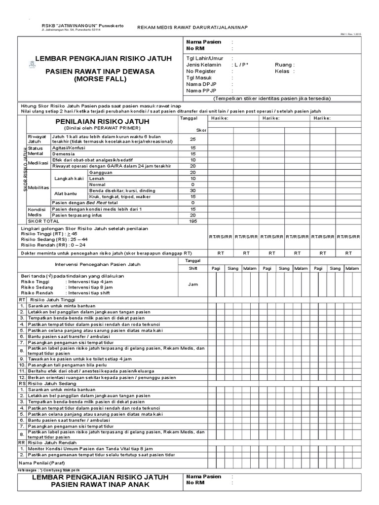  Contoh  Formulir Rekam  Medis  Rawat Inap Berbagi Rawat