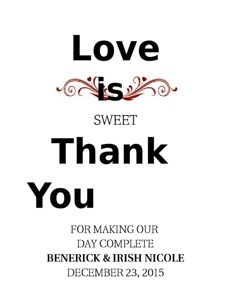 Sweet Love Thank You Note | PDF