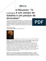 Bauman - Entrevista A Cultura É Um Campo de Batalha
