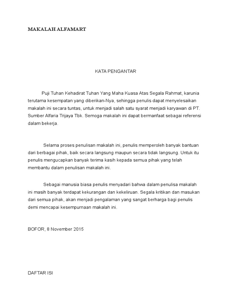 Contoh Pembuatan Makalah Pra Training Alfamart