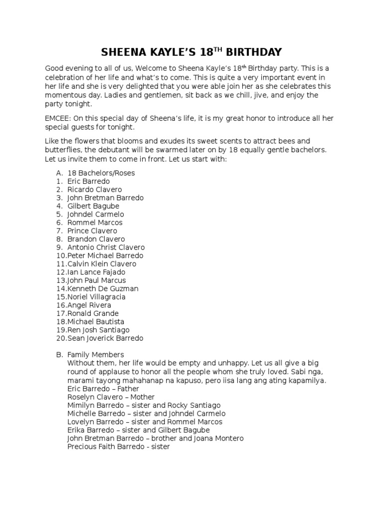 Sample Debut Program Script For Emcees - retpahair