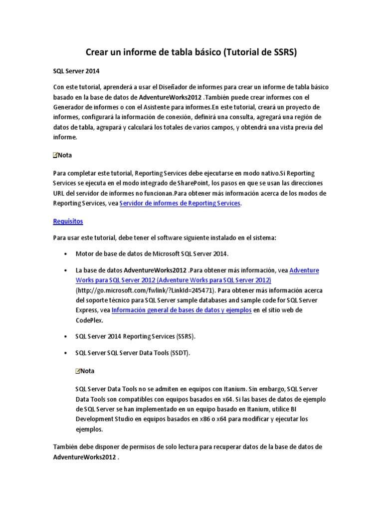 Crear Un Informe de Tabla Básico (Reporting Services) | PDF | Servidor ...
