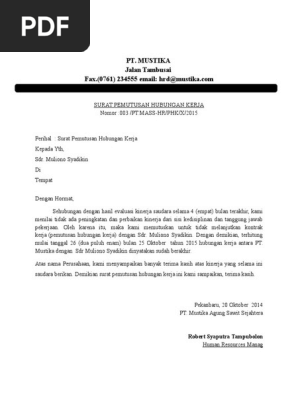 Contoh Surat Pemecatan