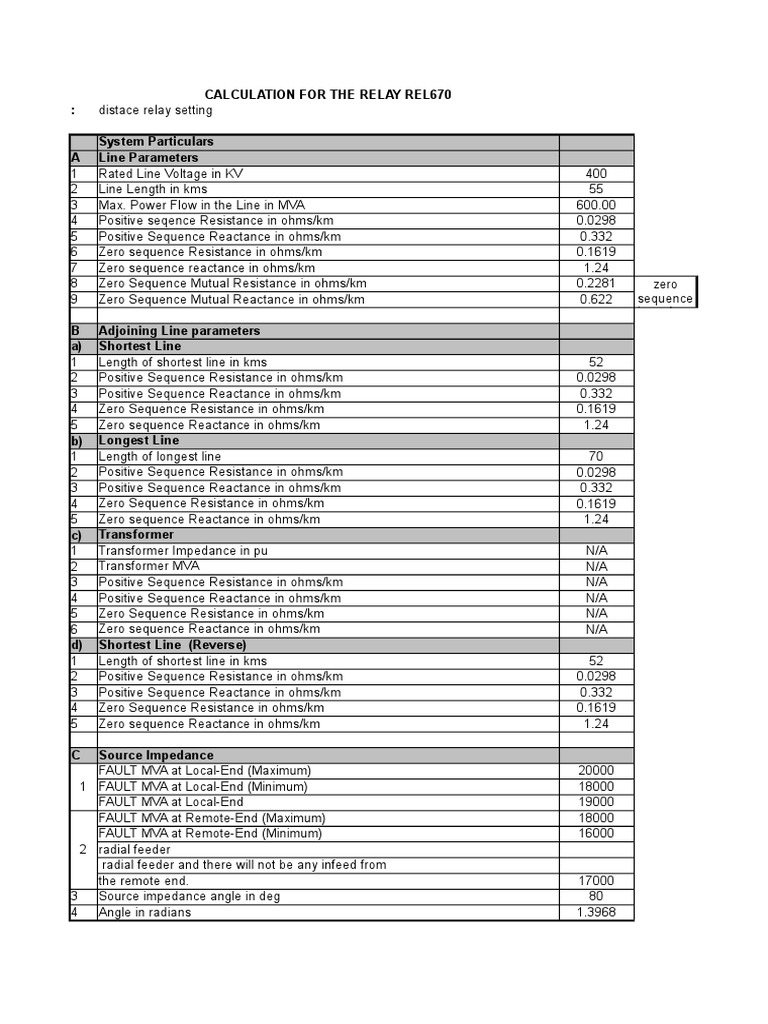 Distance Relay Setting calculation Electrical Impedance Electrical