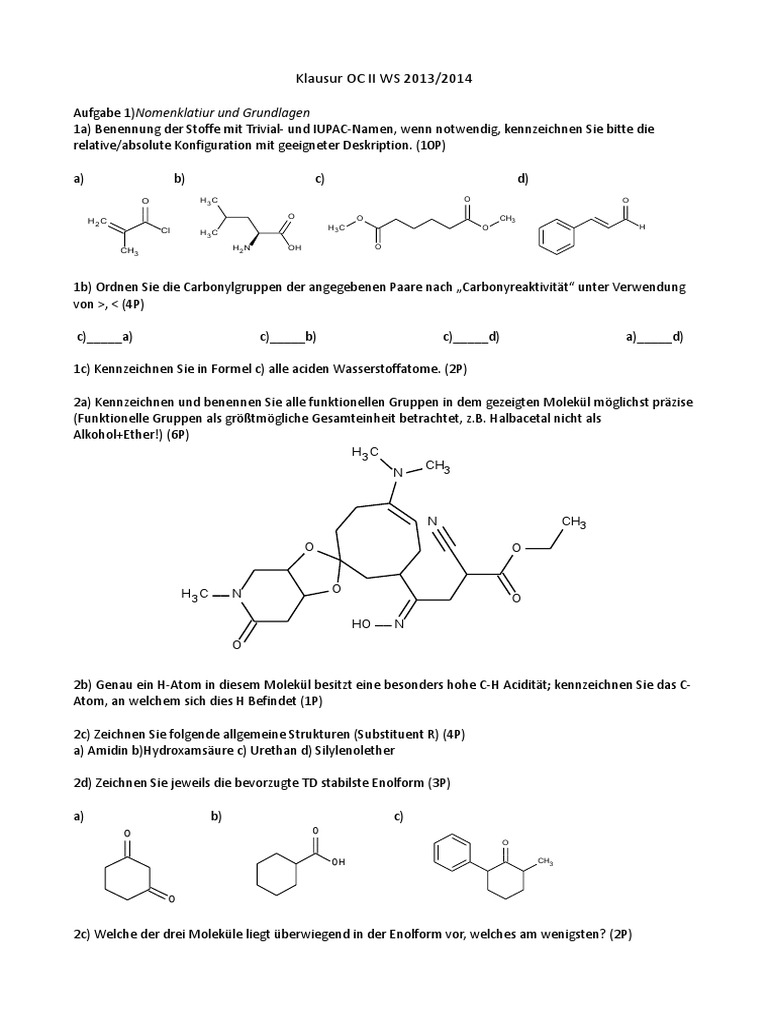 Organische Chemie Prufung