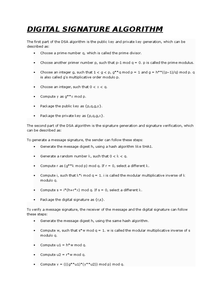 Digital Signature Algorithm | Download Free PDF | Public Key ...