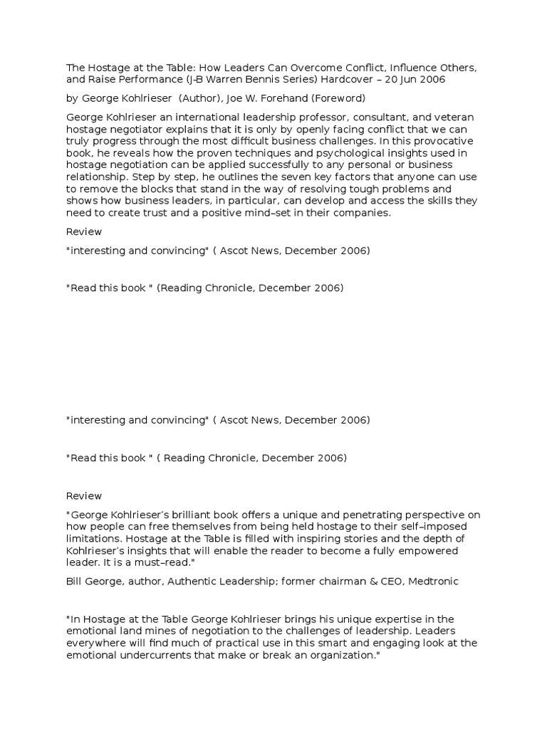 Leadership Insights from Hostage Negotiation | PDF | Leadership ...