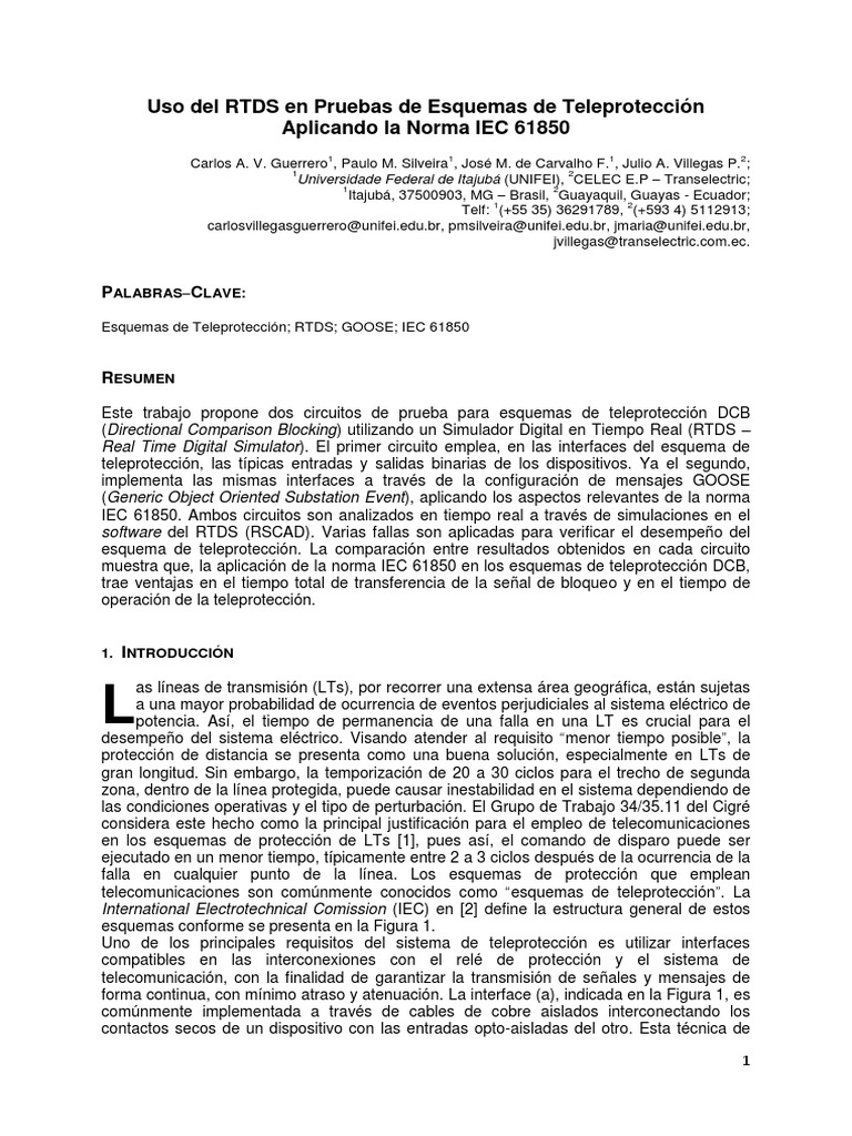 Pruebas de Teleprotección con RTDS y IEC 61850 | PDF | Relé | Red de ...